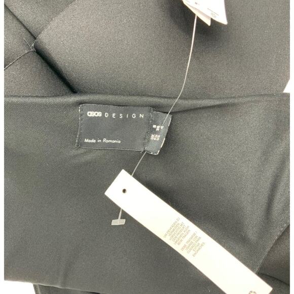 ASOS DESIGN One Shoulder Half Peplum Pencil Midi Dress Black Size 4 NWT - Picture 9 of 10